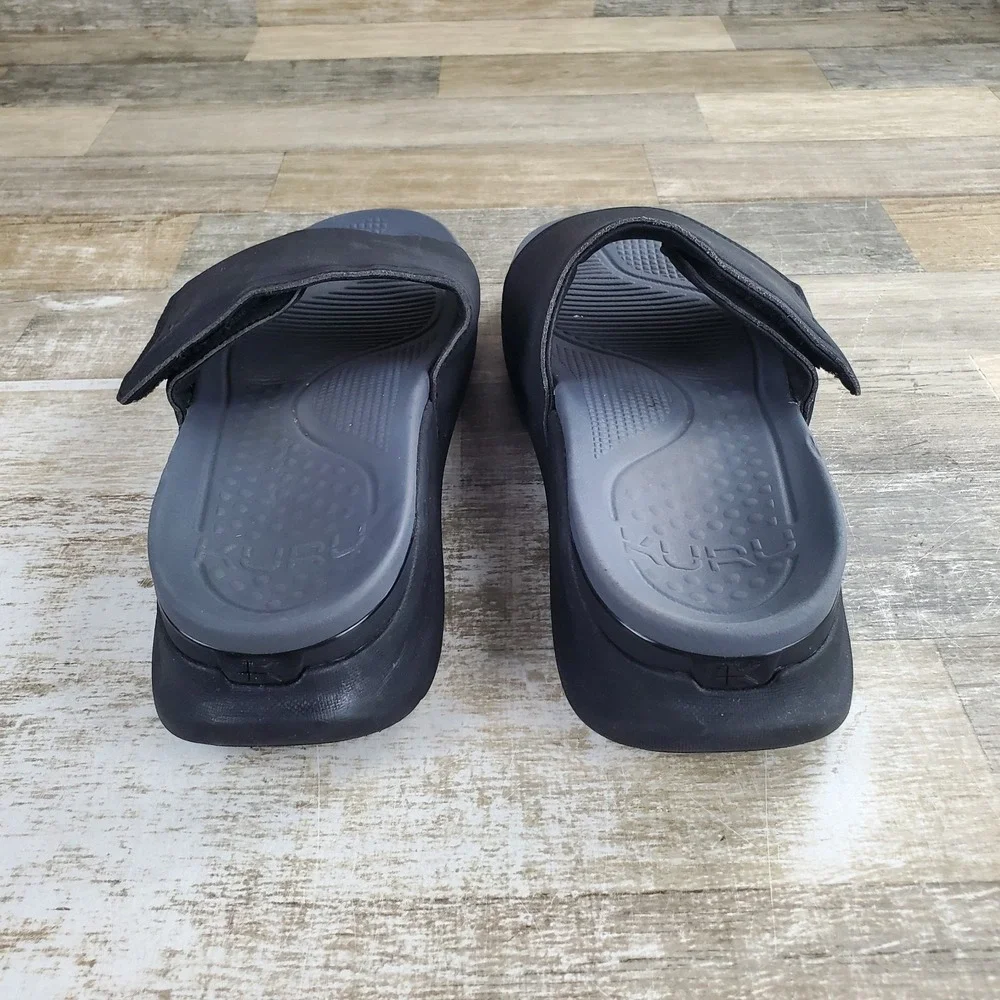 Kuru Moment Mens Slide Sandals Sz 11 M Jet Black Storm Gray Platform Slip On